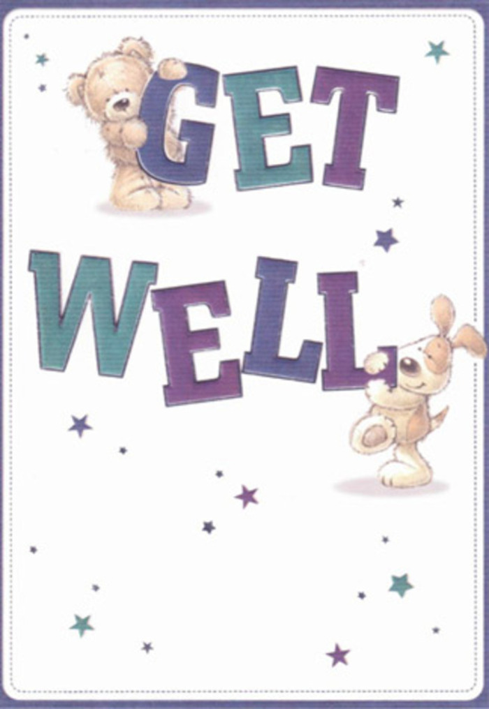 There's a distinct warmth and sincerity to this get well card, beautifully suited for Dalston's diverse, creative spirit. A softly textured bear and a velvet-eared puppy are depicted sending heartfelt wishes, their poses full of joyful intent as they interact with oversized, confident letters shaded in deep plum and vibrant teal. Stars, painted in lively blues and purples, drift across a background of creamy white, infusing the scene with hope reminiscent of an East London dawn. The brushstrokes in the animals' fur have a palpable softness, almost as if you could reach out and feel their comforting embrace-a quality that echoes the care found at local Dalston Flowers. The neat composition balances playfulness and reassurance, conjuring the feeling of arranging fresh stems for a loved one recuperating on a quiet Hackney street. Every visual note-the bold letters, the twinkling stars, the gentle faces-combines to send a bright, genuine lift to the spirits, just as a thoughtfully delivered bouquet can do throughout Dalston.